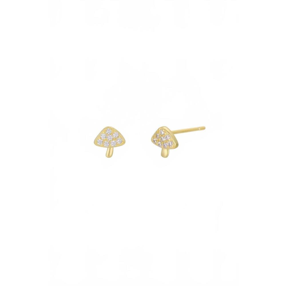 NEW JAXKELLY women's pavé mushroom stud earrings in gold